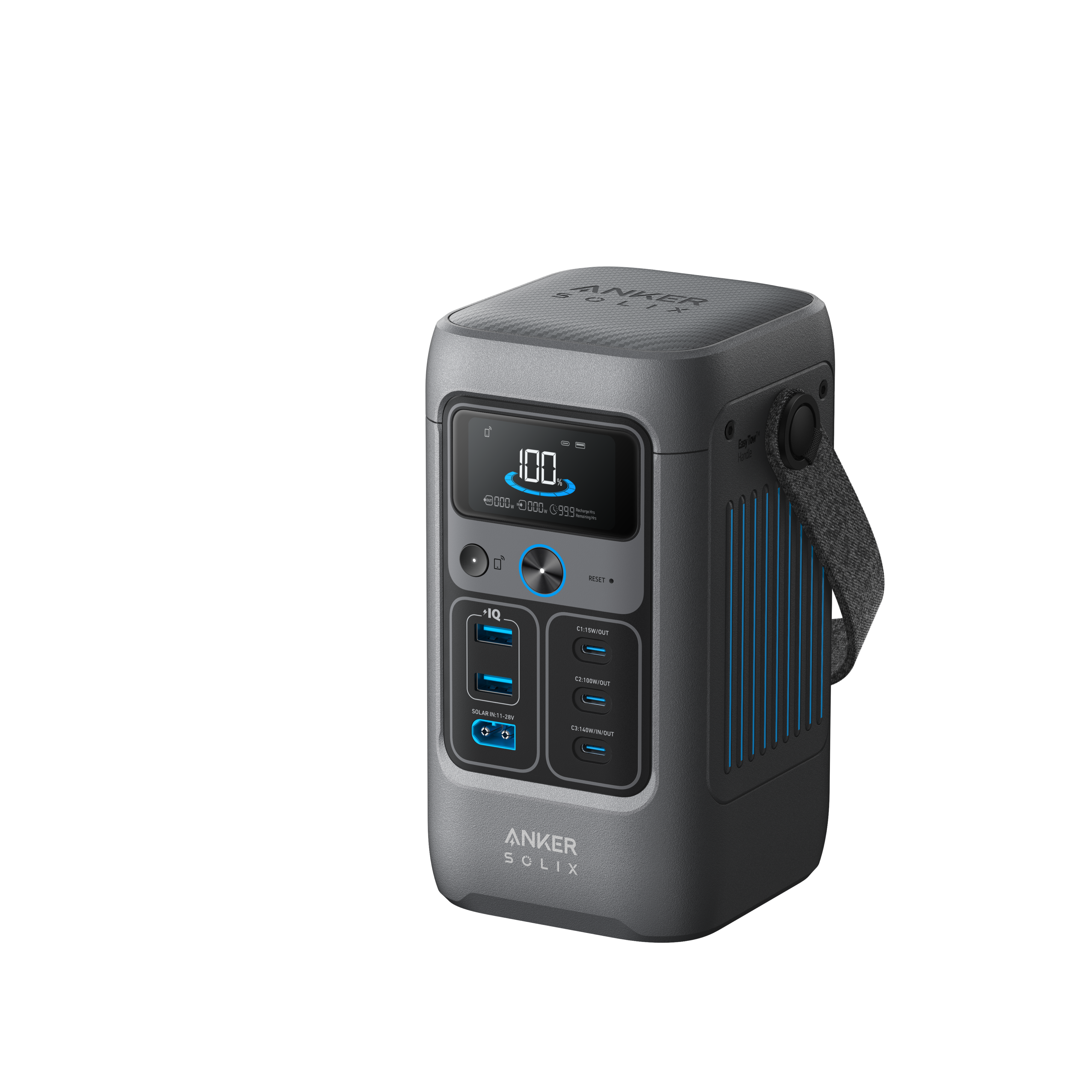 Anker SOLIX C200 DC A1727 portable power station with three USB-C ports and two USB-A ports, exact manufacturer rendering