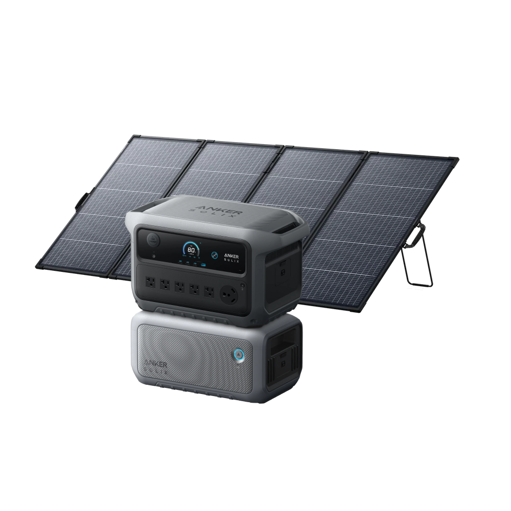 Anker SOLIX C2000 Gen 2 with BP2000 expansion battery and one panel in an official bundle rendering