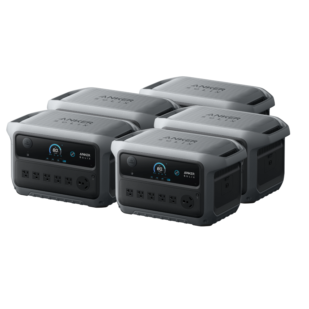 Five separate Anker SOLIX C2000 Gen 2 A1783 stations in the exact U.S. five-unit product rendering
