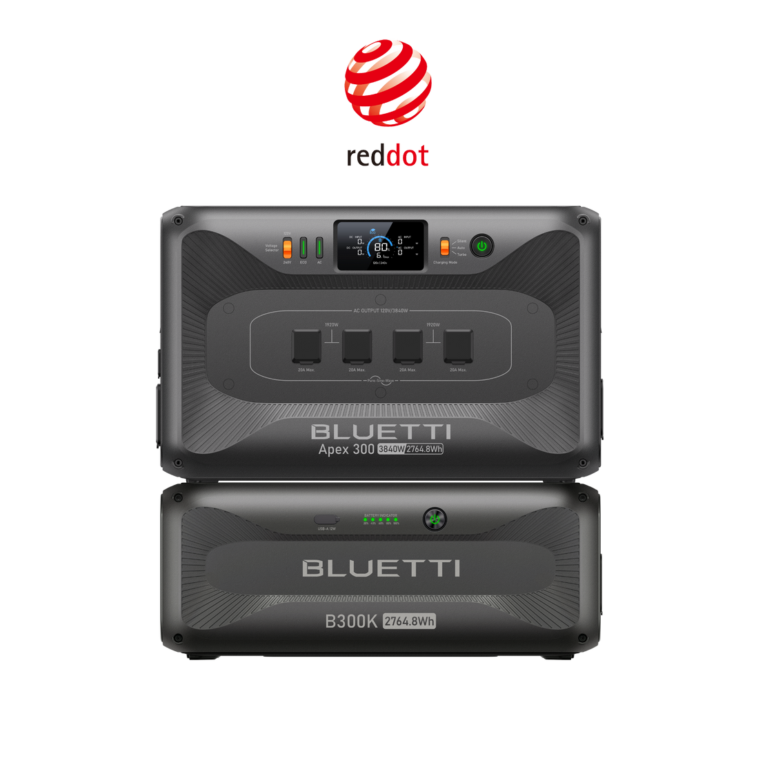 BLUETTI Apex 300 + B300K exact configuration, manufacturer transparent promotional rendering