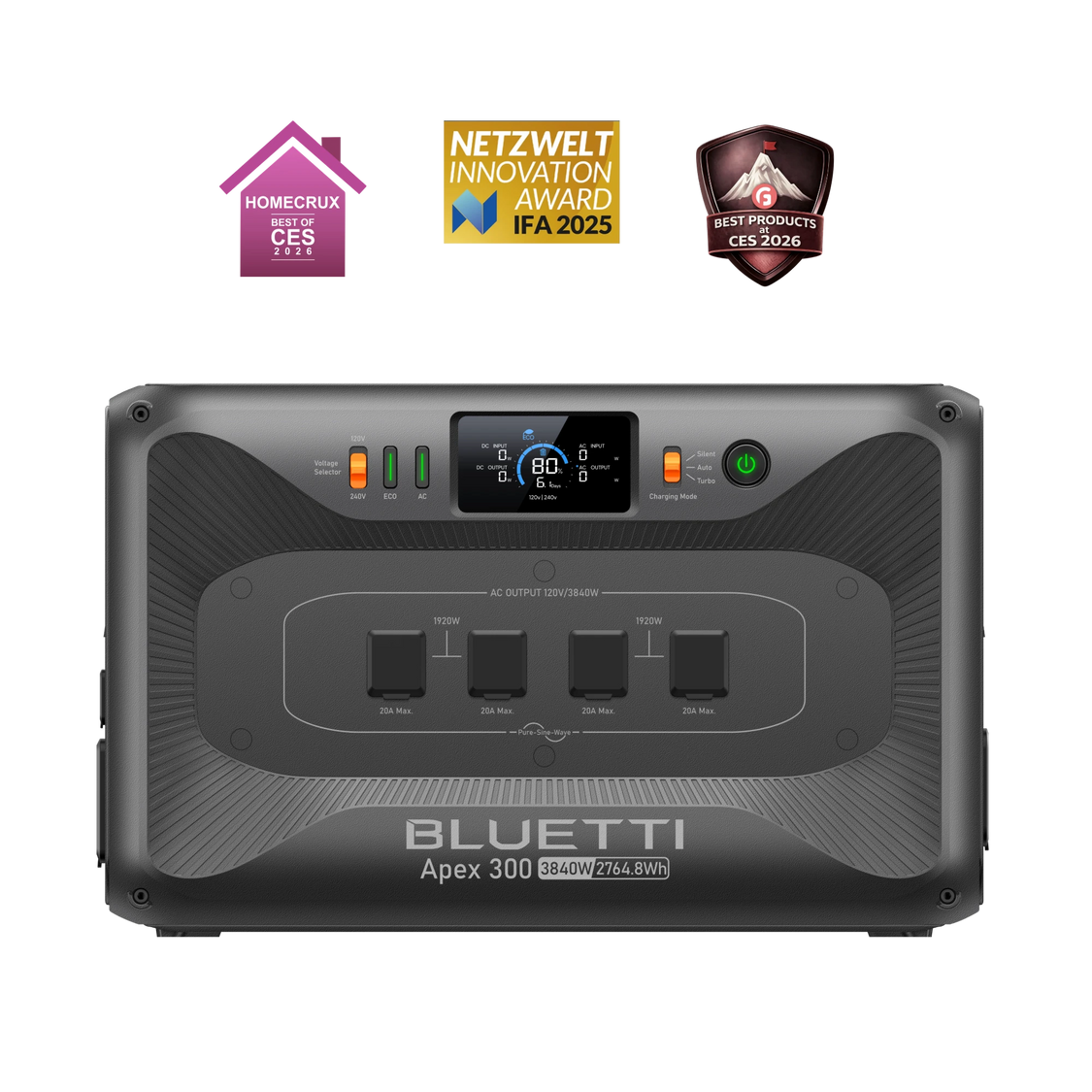 BLUETTI Apex 300 exact configuration, manufacturer transparent promotional rendering