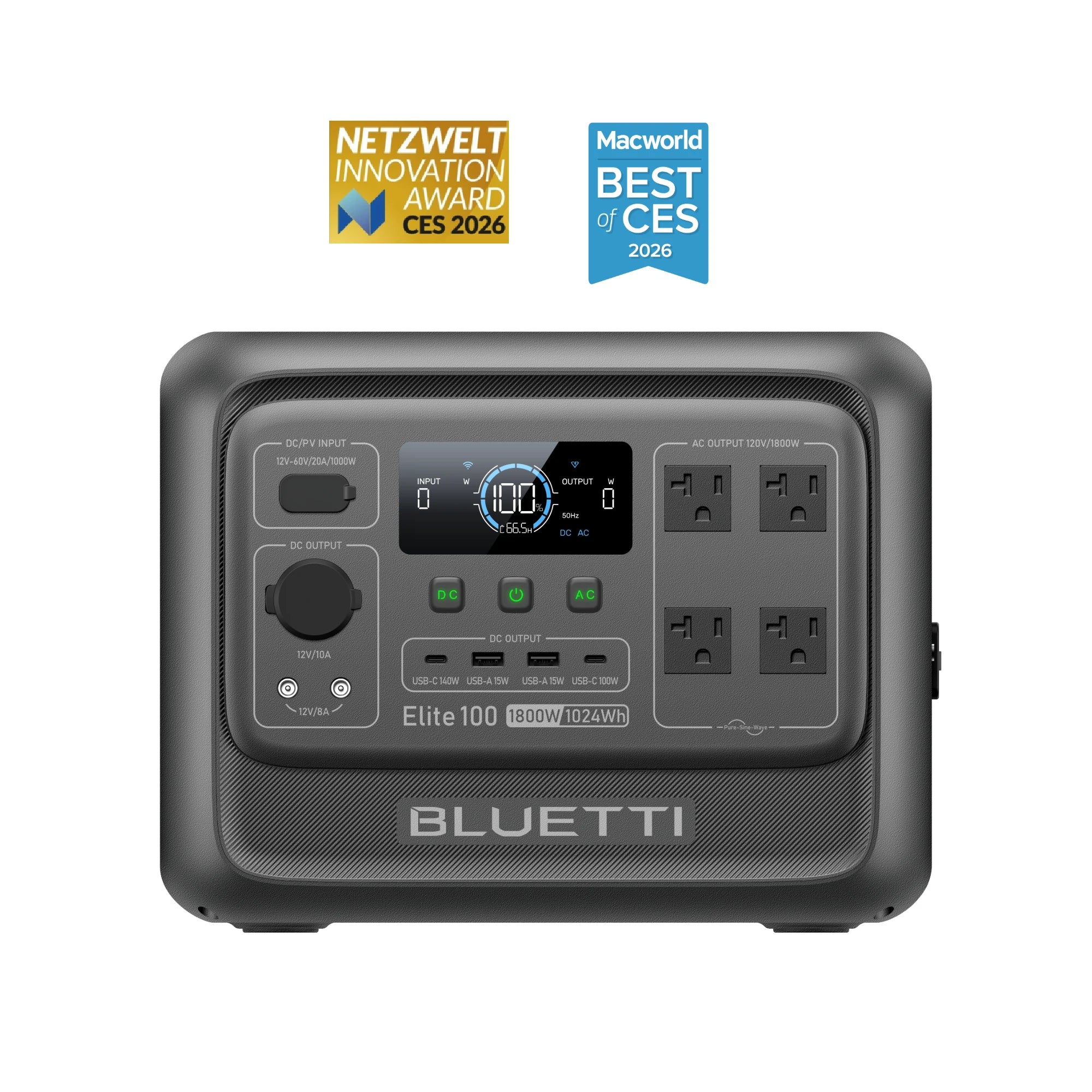 BLUETTI Elite 100 V2 portable power station, front-facing manufacturer product rendering