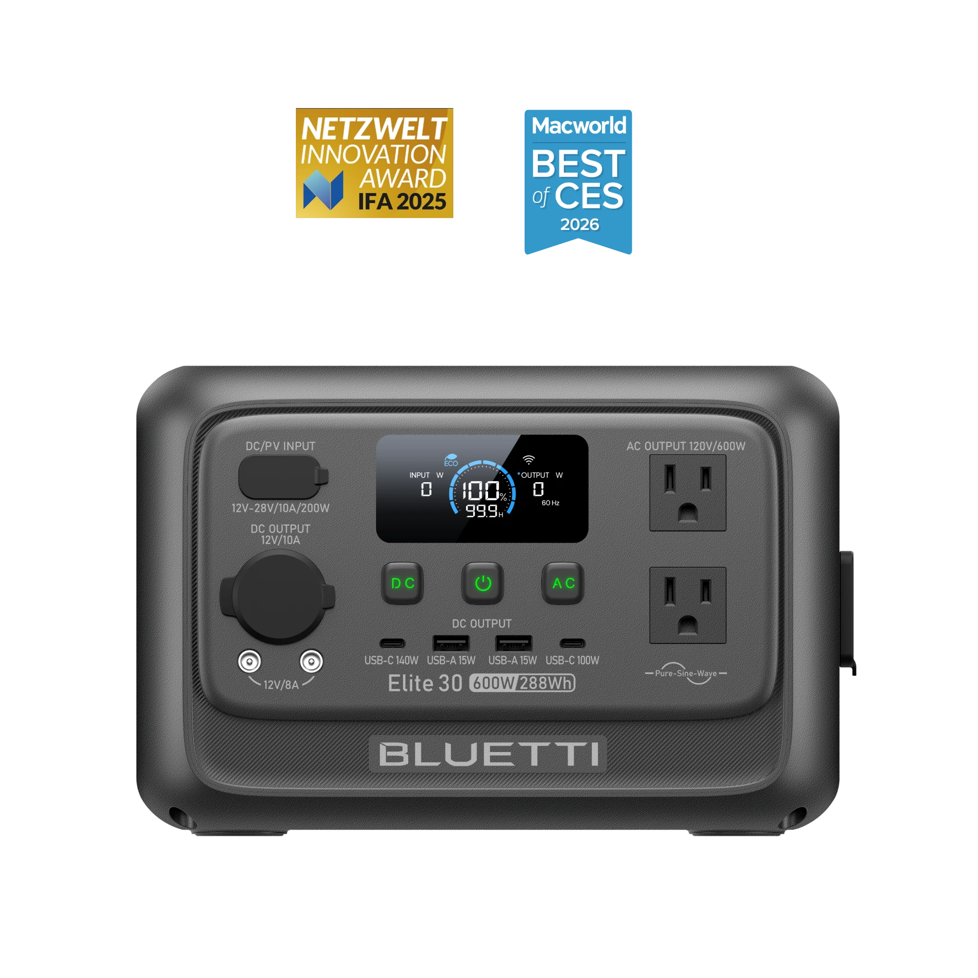BLUETTI Elite 30 V2 portable power station, front-facing manufacturer product rendering