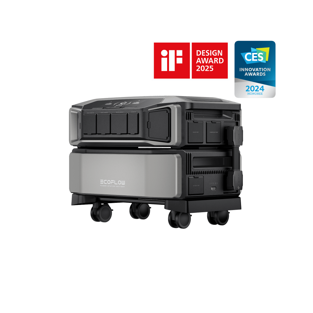 EcoFlow DELTA Pro Ultra base inverter and one battery, manufacturer product rendering