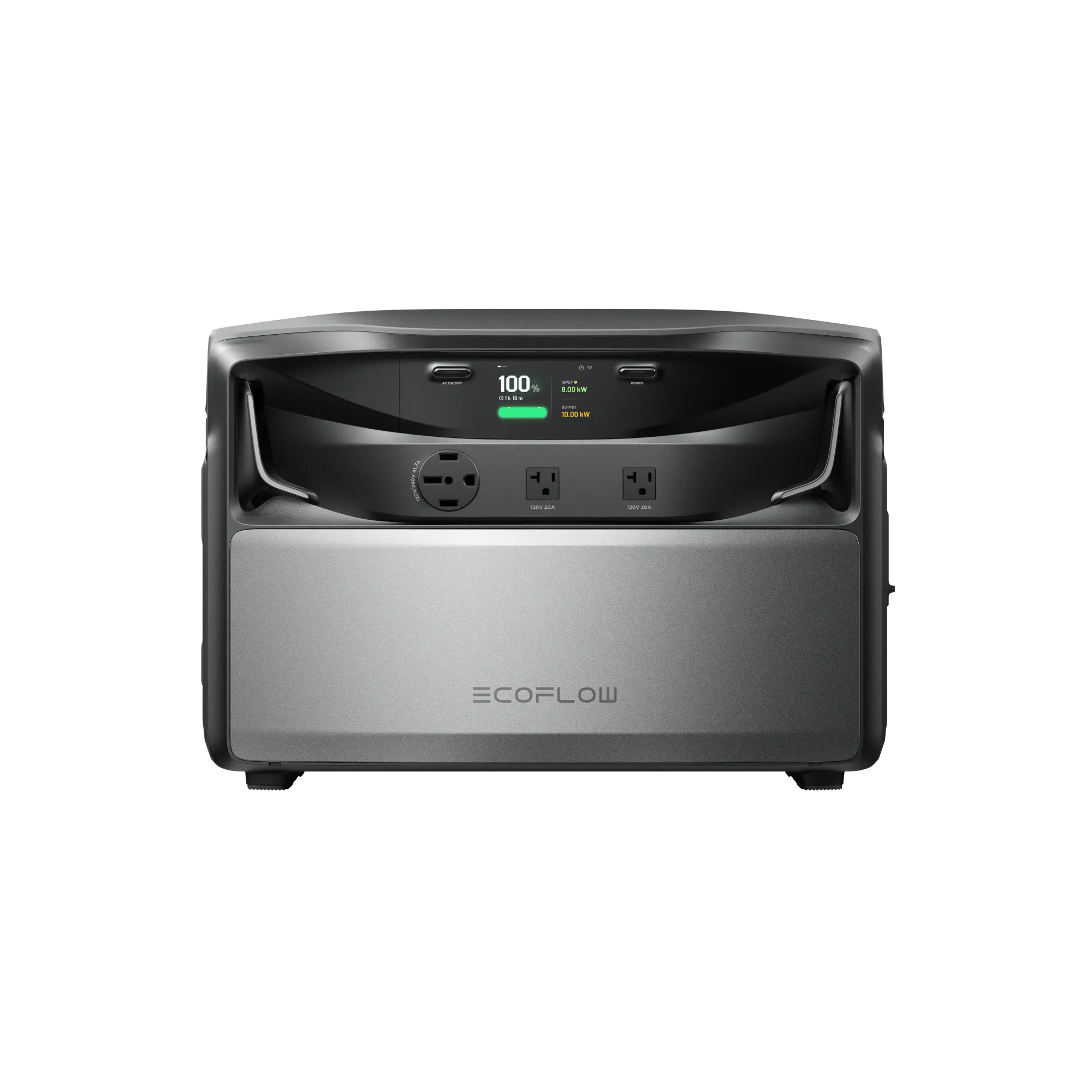 EcoFlow TITAN 5000 Plus manufacturer rendering showing its front display and AC outlet layout