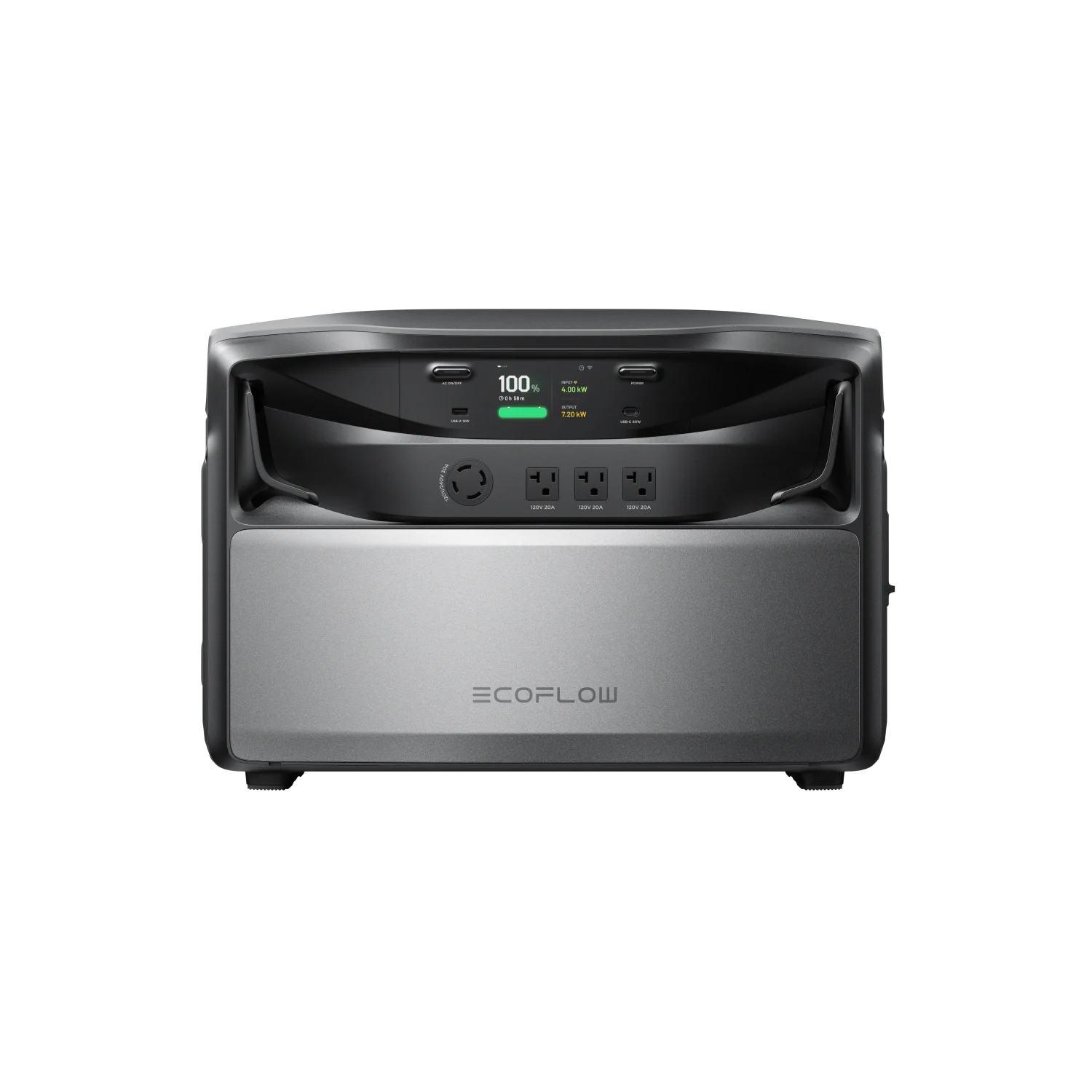EcoFlow TITAN 5000 manufacturer rendering showing its front display, USB ports and AC outlets