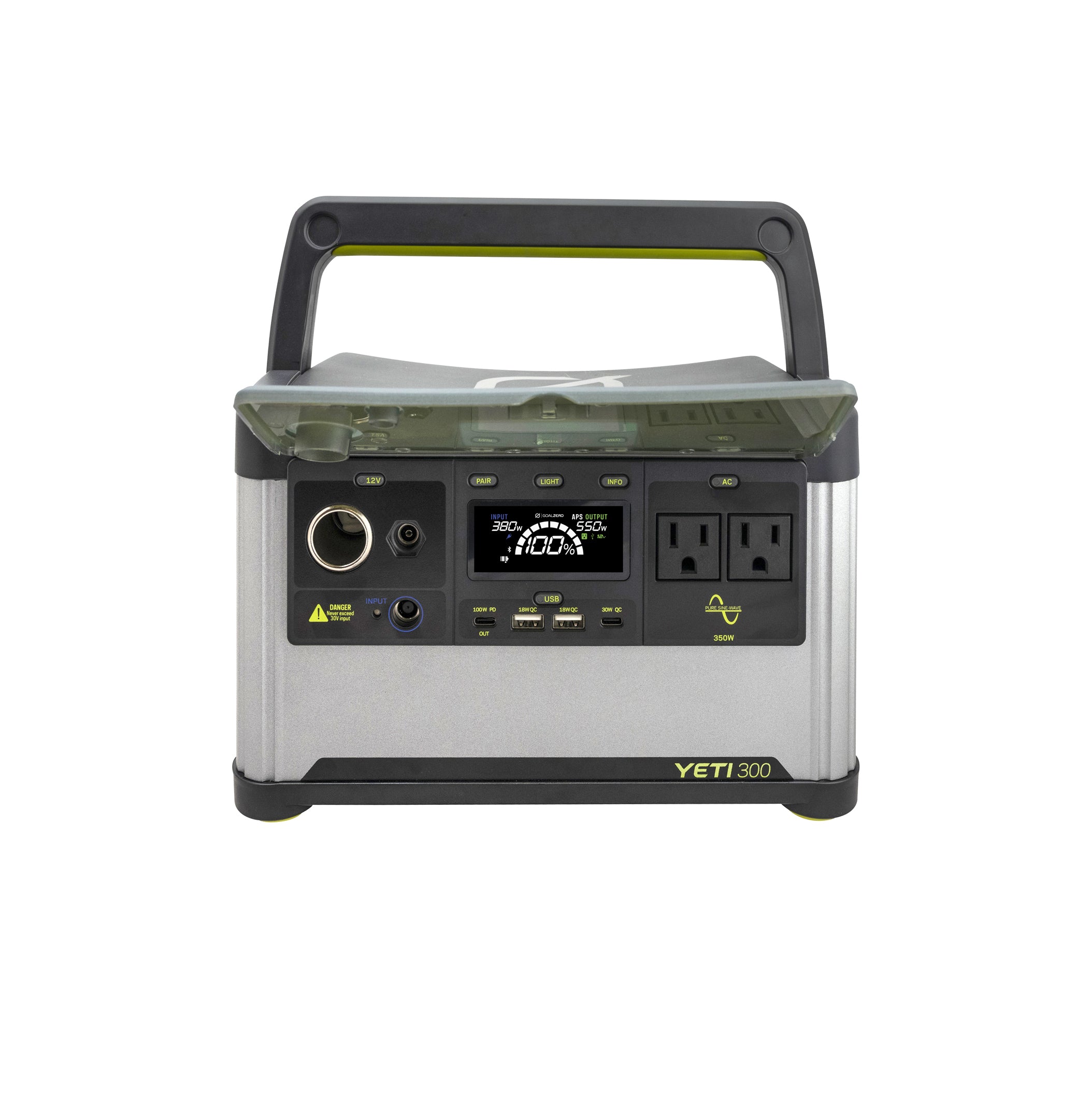 Goal Zero Yeti 300 portable power station manufacturer CGI showing the exact Yeti 300 model and its front controls and ports