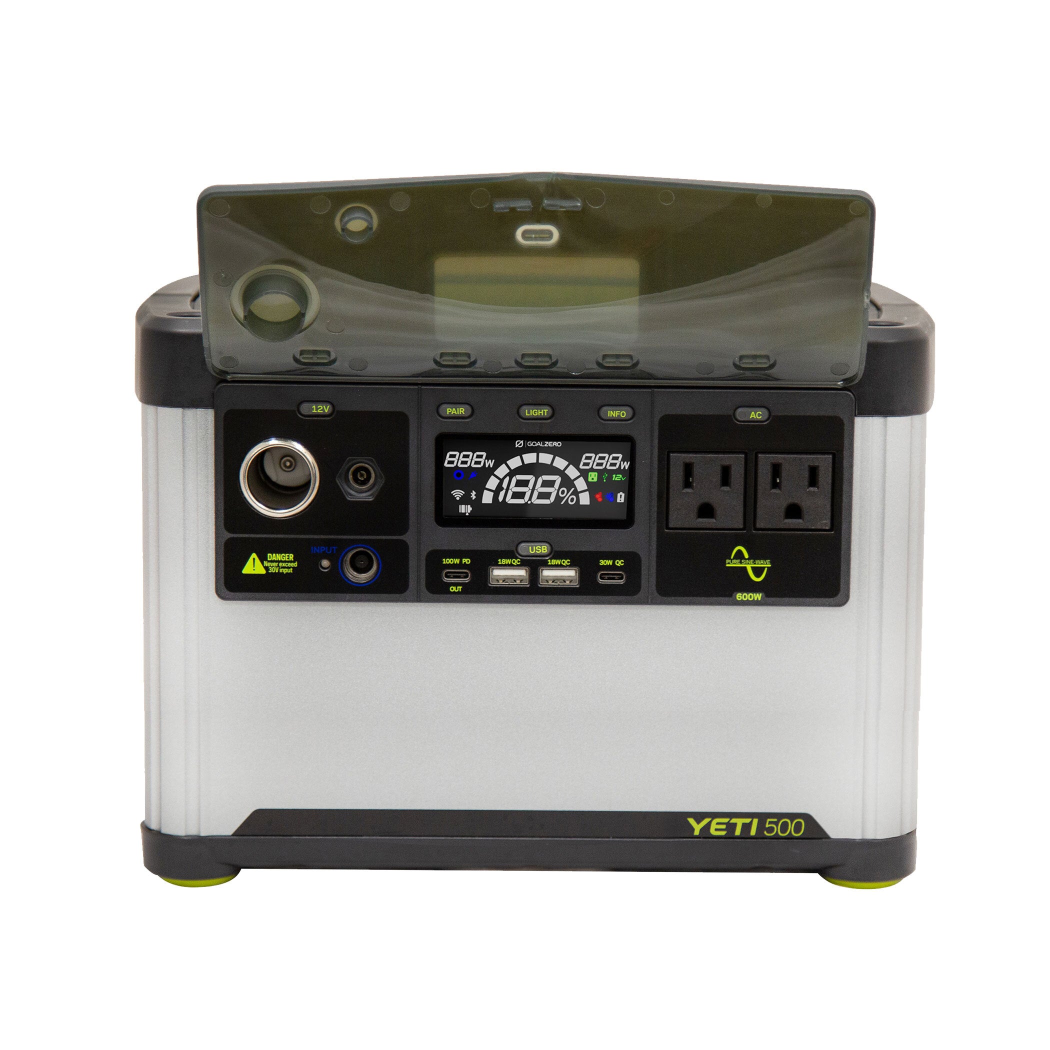 Goal Zero Yeti 500 portable power station manufacturer CGI showing the exact Yeti 500 model and its front controls and ports