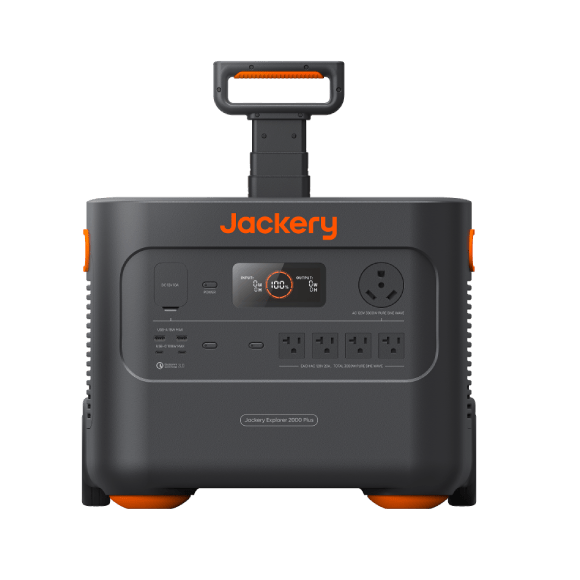 Front view of one Jackery Explorer 2000 Plus JE-2000C refurbished-route station, manufacturer rendering