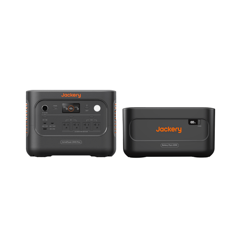 Jackery HomePower 2000 Plus v2 station and one included Battery Pack 2000 Plus v2, exact selected-offer rendering