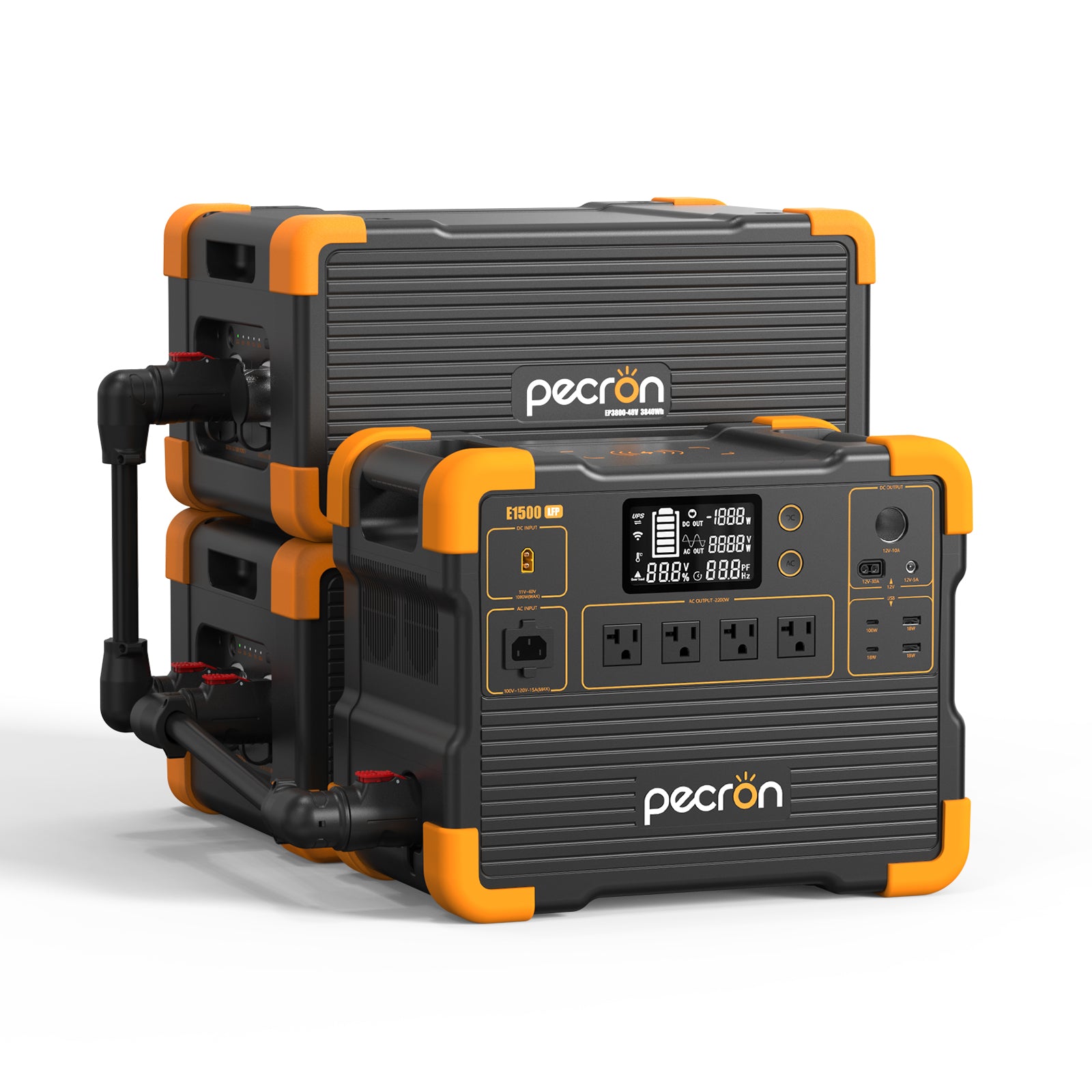 Pecron E1500LFP V3 with 2× EP3800-48V manufacturer rendering