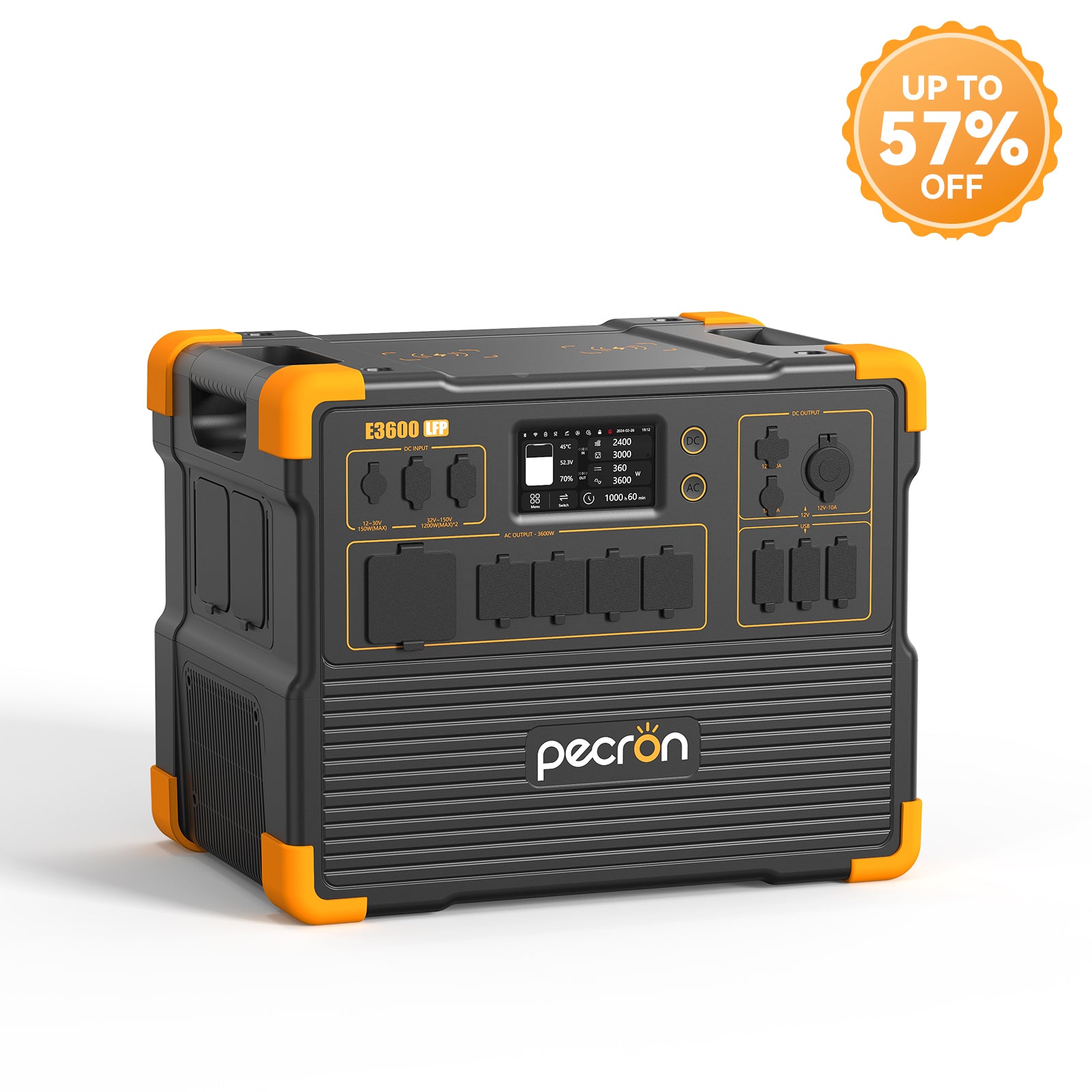 Pecron E3600LFP manufacturer rendering without the separately selectable trolley or solar panels