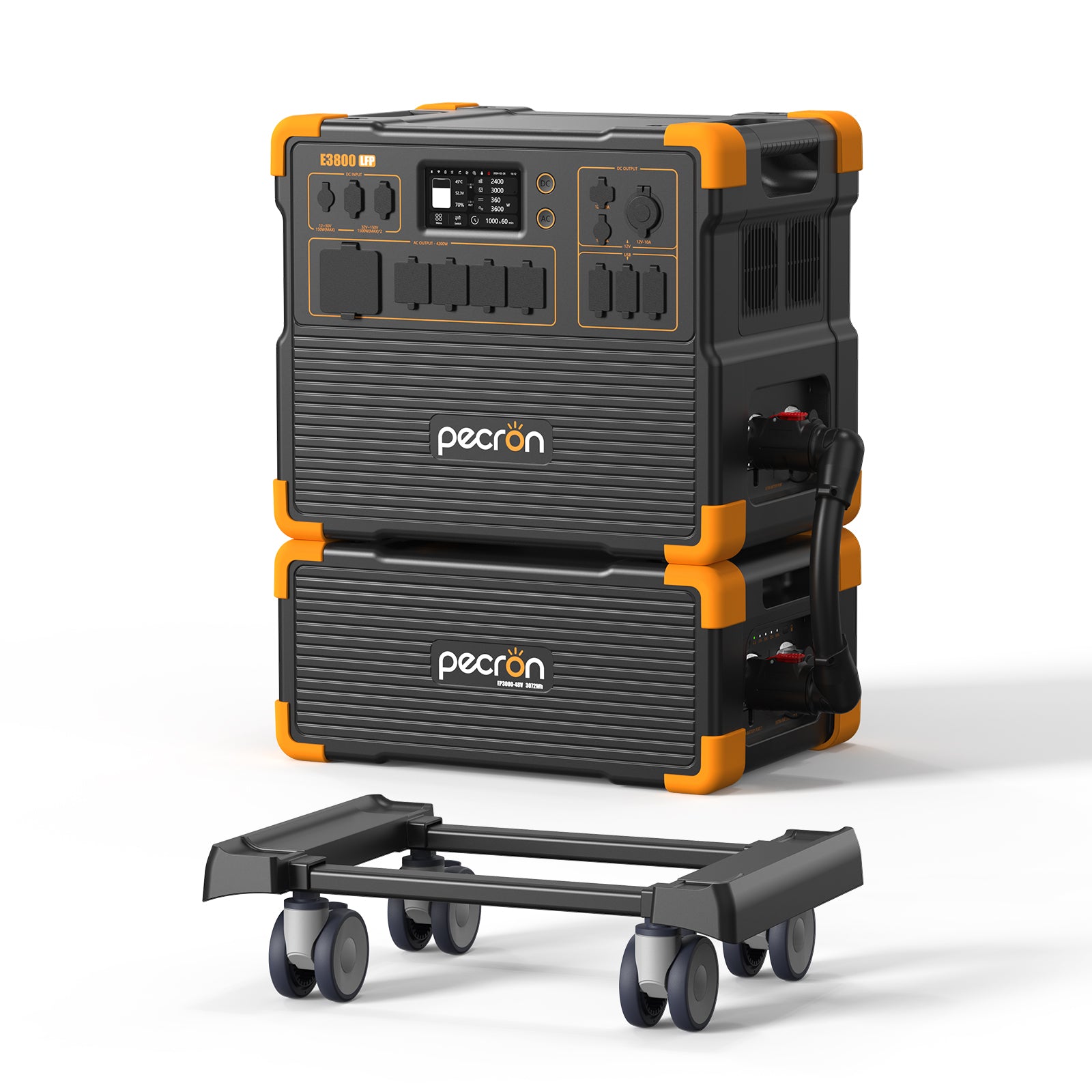 Pecron E3800LFP station displayed with one EP3800-48V battery in a selected-option manufacturer render.