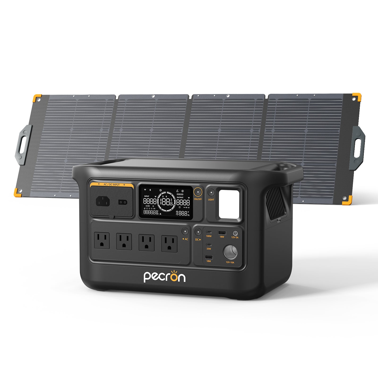 Pecron F1000LFP with 1 foldable solar panel in a manufacturer product-page rendering