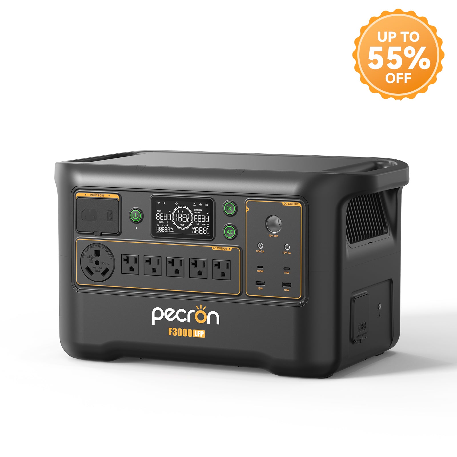 Pecron F3000LFP manufacturer rendering without its separately offered trolley or solar panels