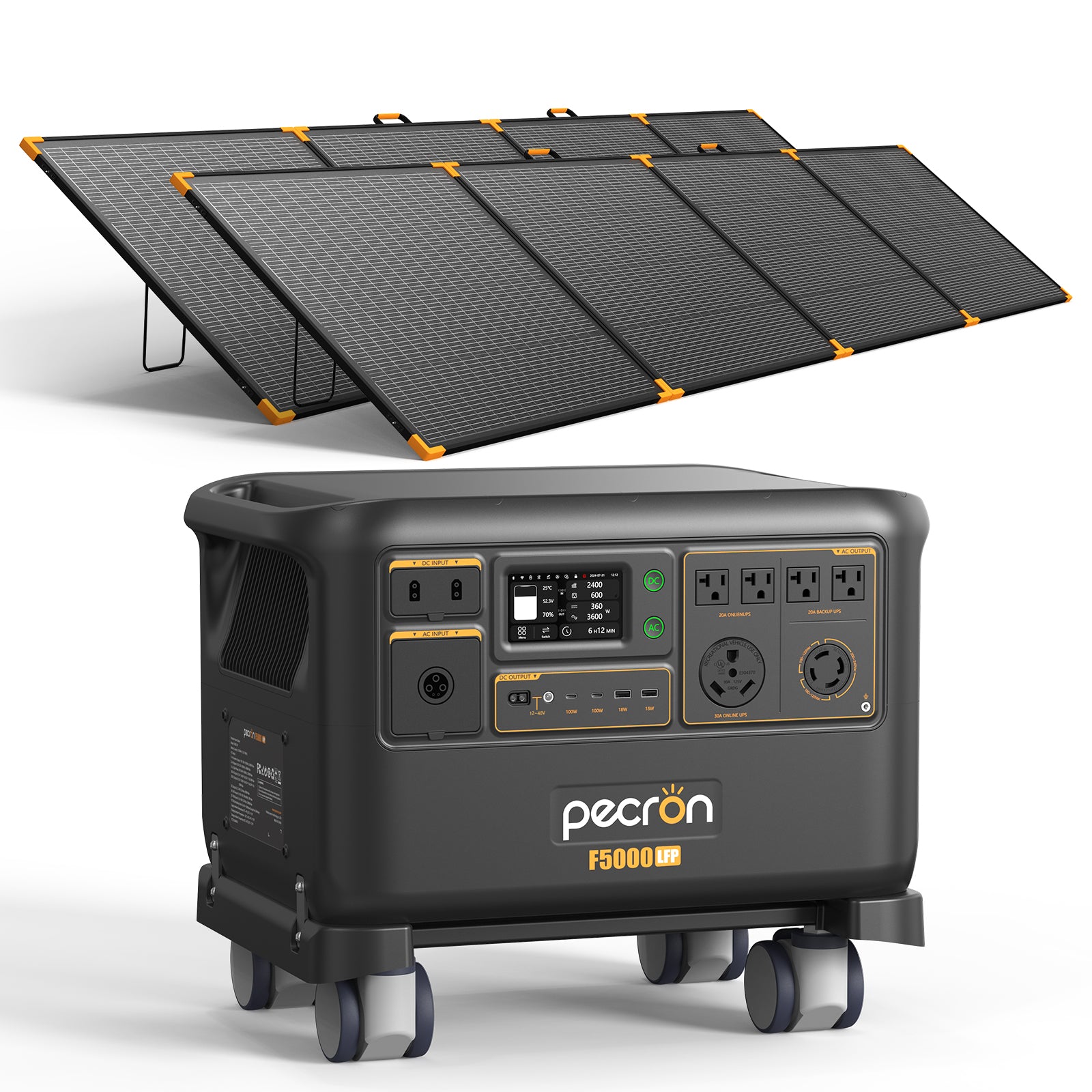 Pecron F5000LFP with 2 PV500 panels, manufacturer product illustration for the exact selected offer