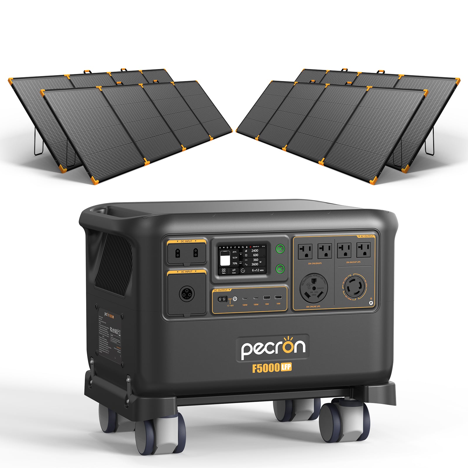 Pecron F5000LFP with 4 PV500 panels, manufacturer product illustration for the exact selected offer