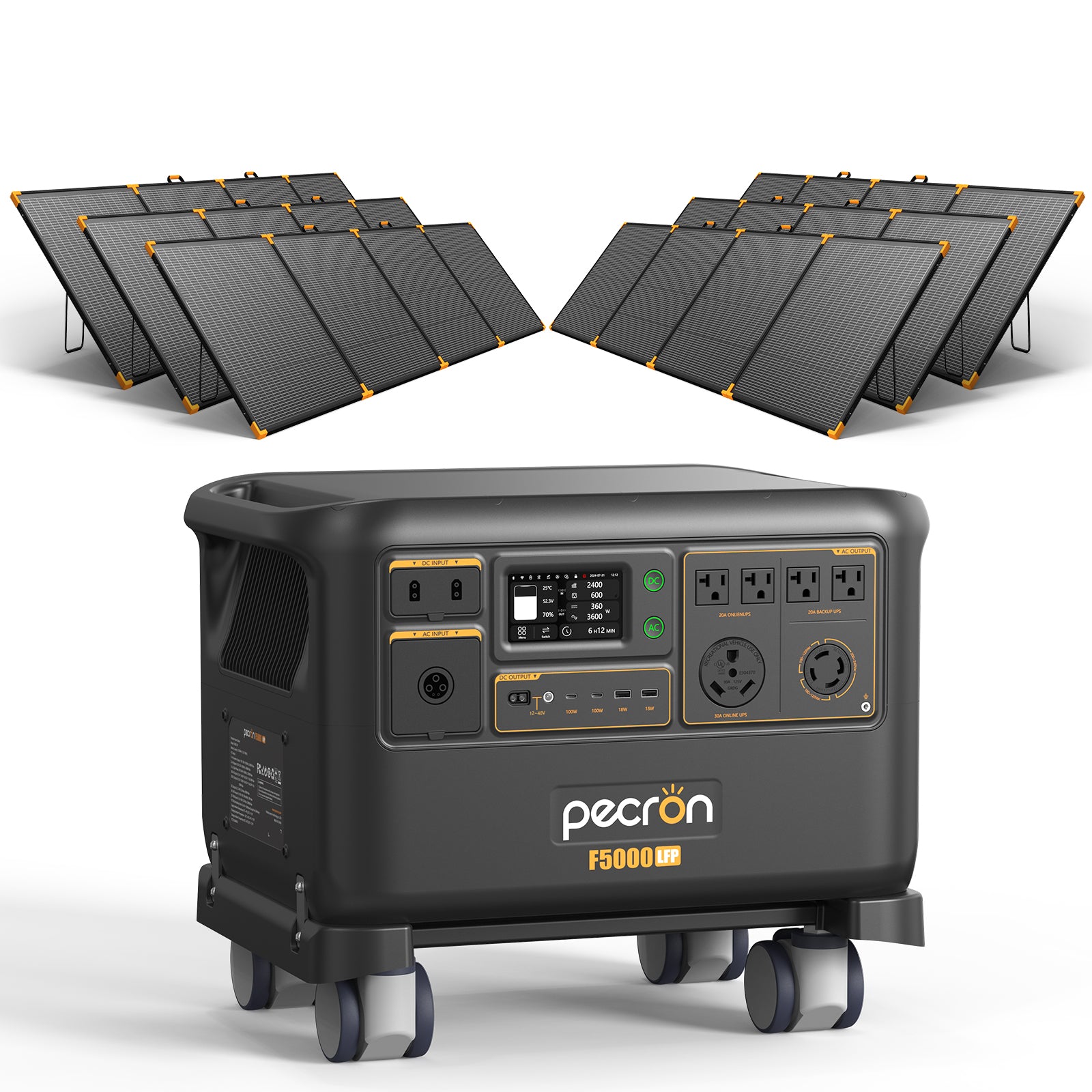 Pecron F5000LFP with 6 PV500 panels, manufacturer product illustration for the exact selected offer