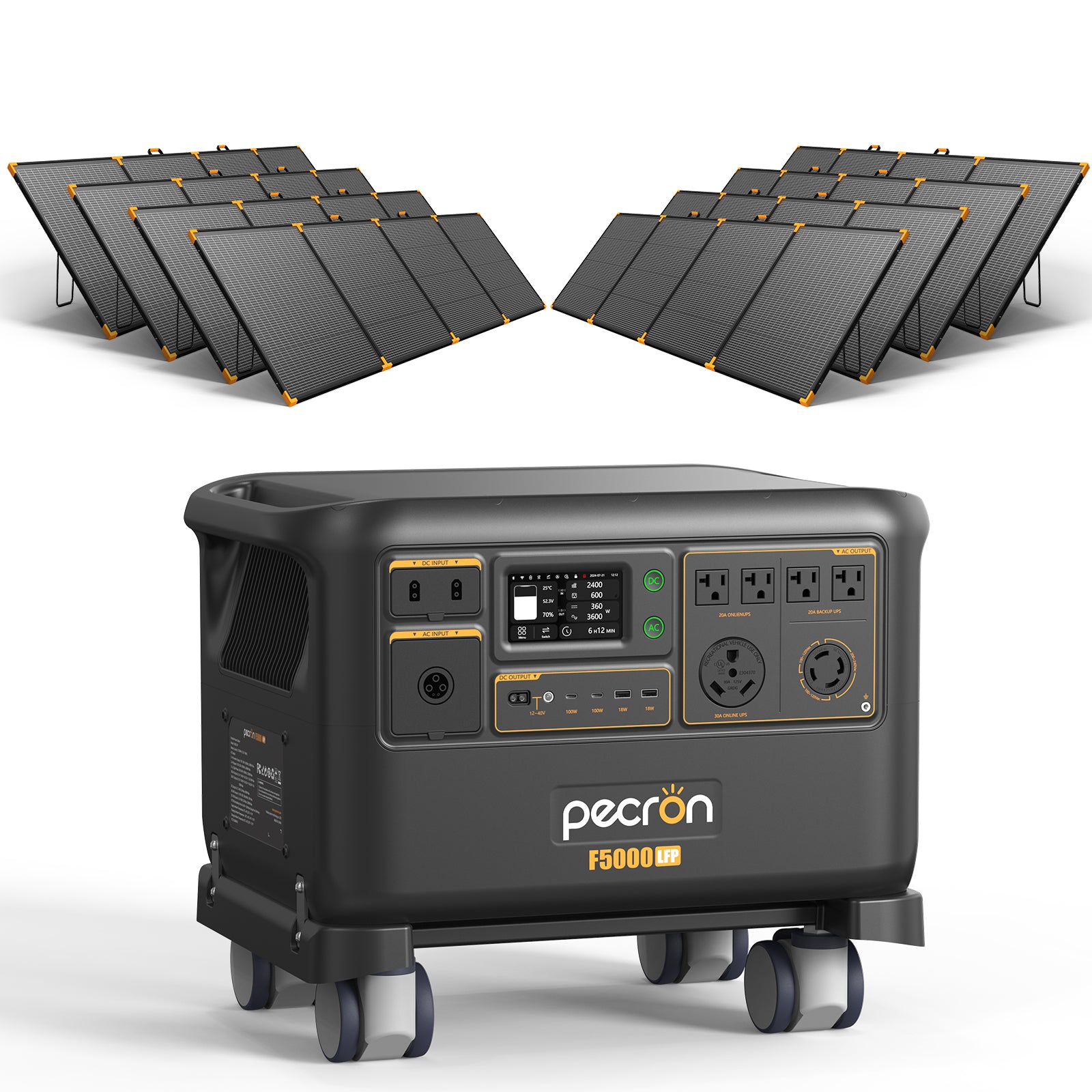 Pecron F5000LFP with 8 PV500 panels, manufacturer product illustration for the exact selected offer