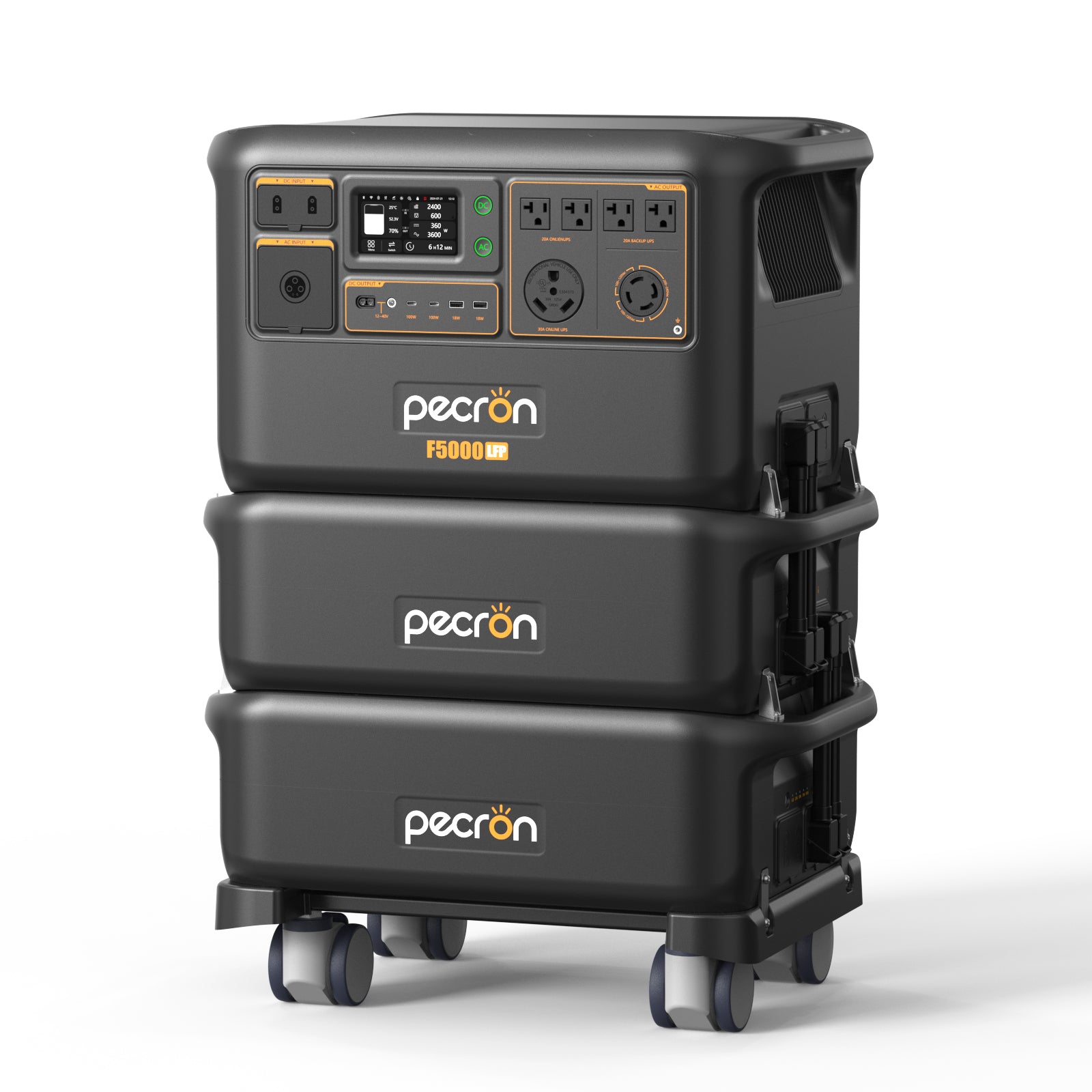 Pecron F5000LFP with 2 FP5000-48V expansion-battery units, official selected-option CGI/render associated with exact SKU F5000LFP- FP5000-48V*2