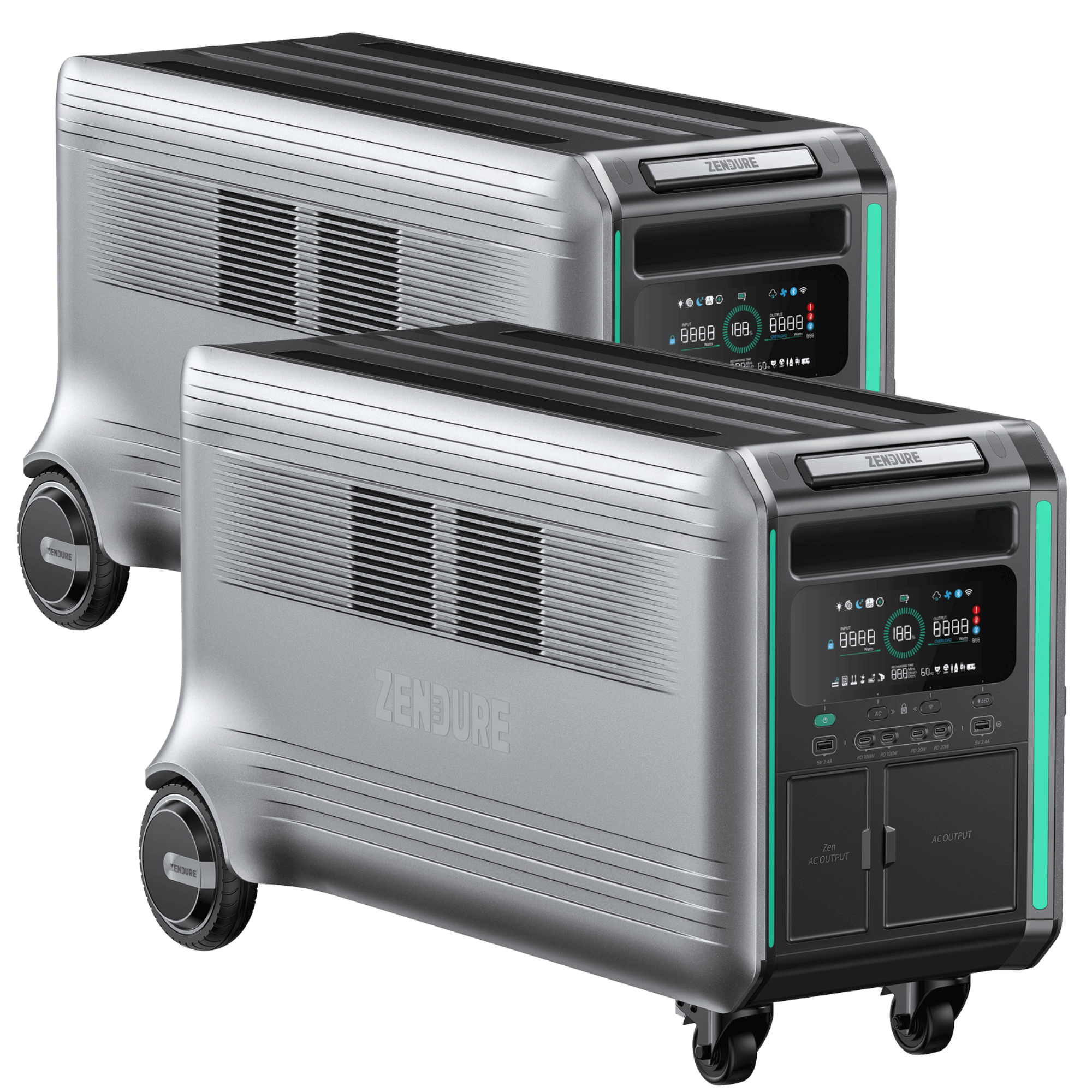 Official CGI depicts two Zendure SuperBase V4600 stations; the 3 added B4600 batteries are not pictured.