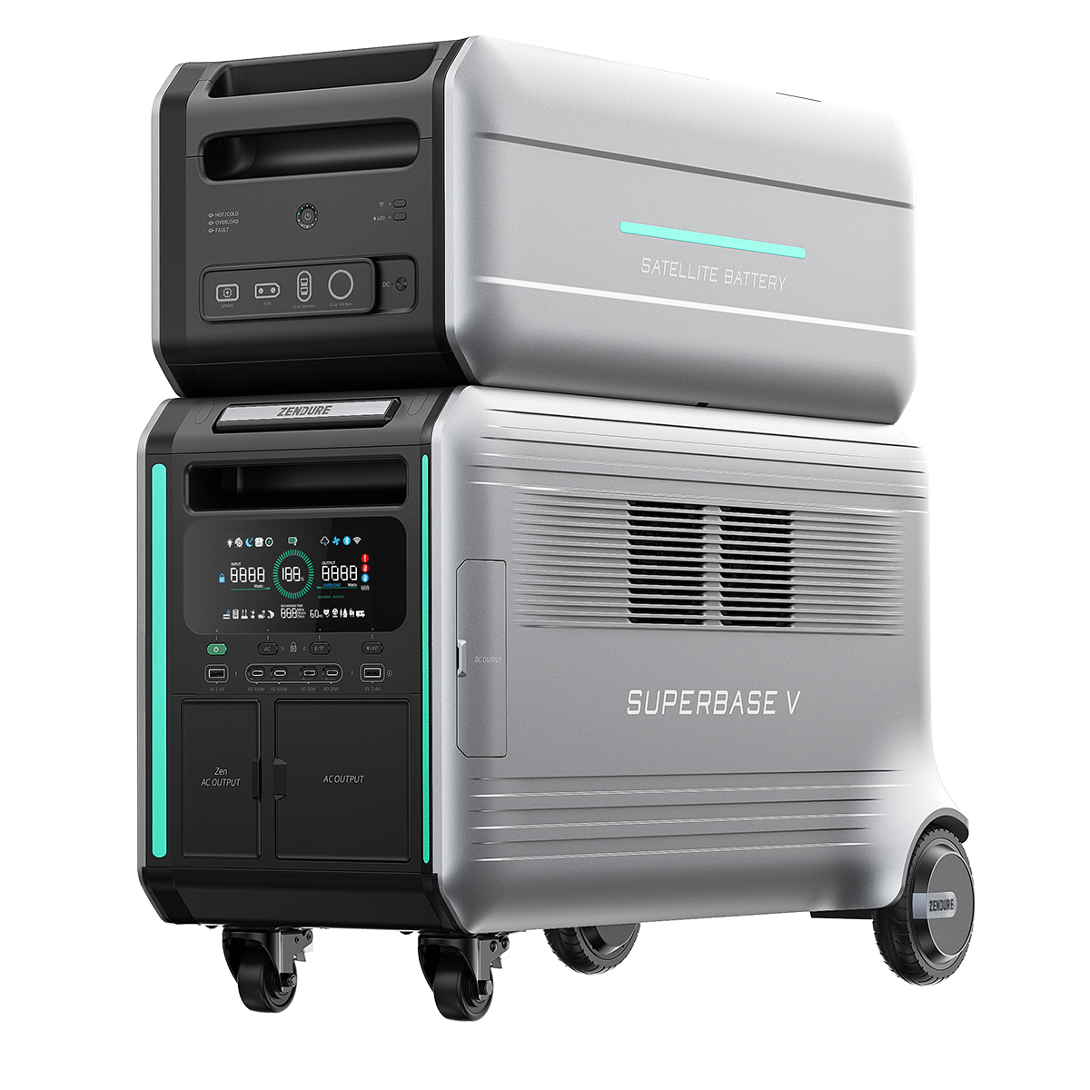 Zendure SuperBase V V4600 manufacturer CGI; one station and Satellite Battery