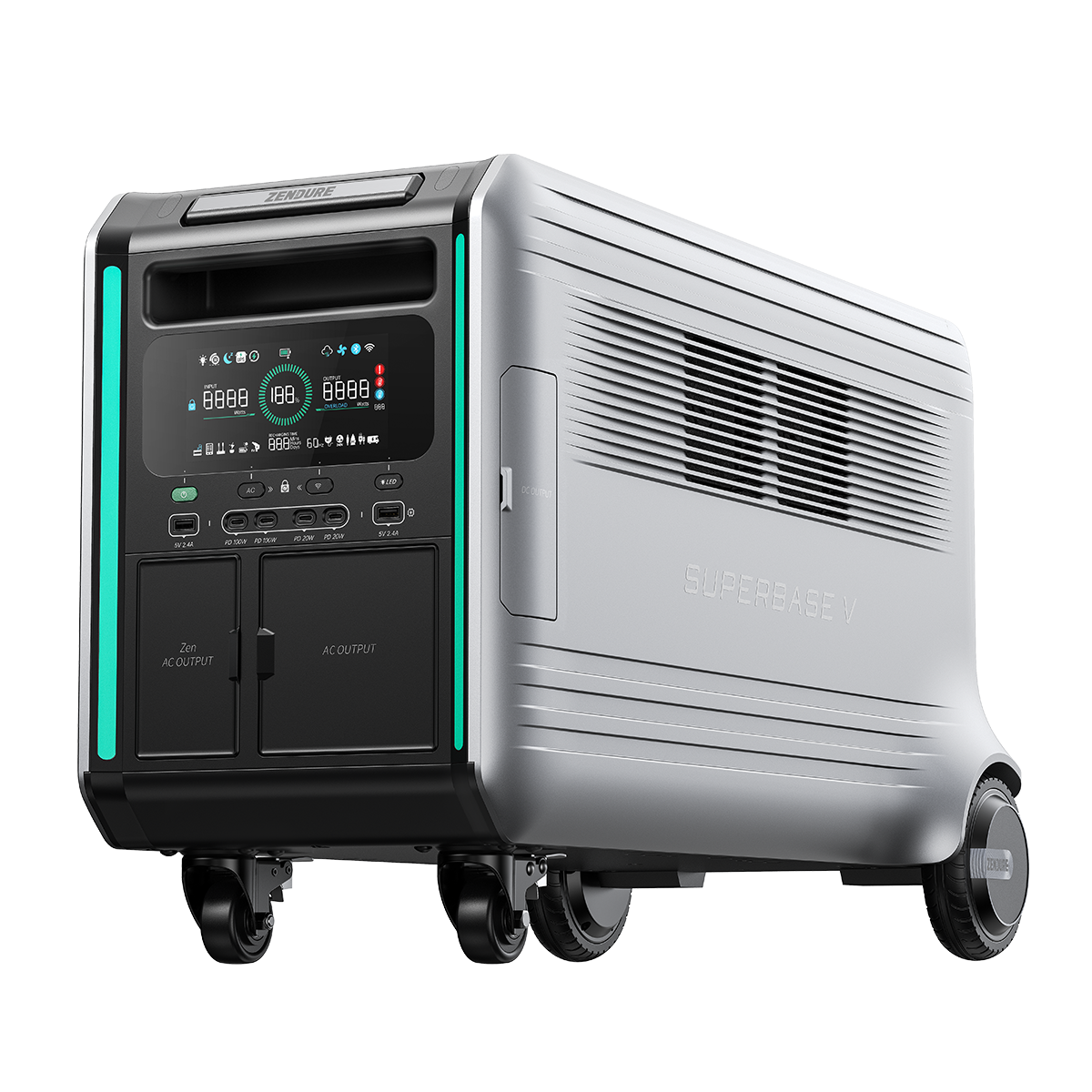 Zendure SuperBase V V6400 manufacturer CGI; one V6400 station; selected offer components are listed separately